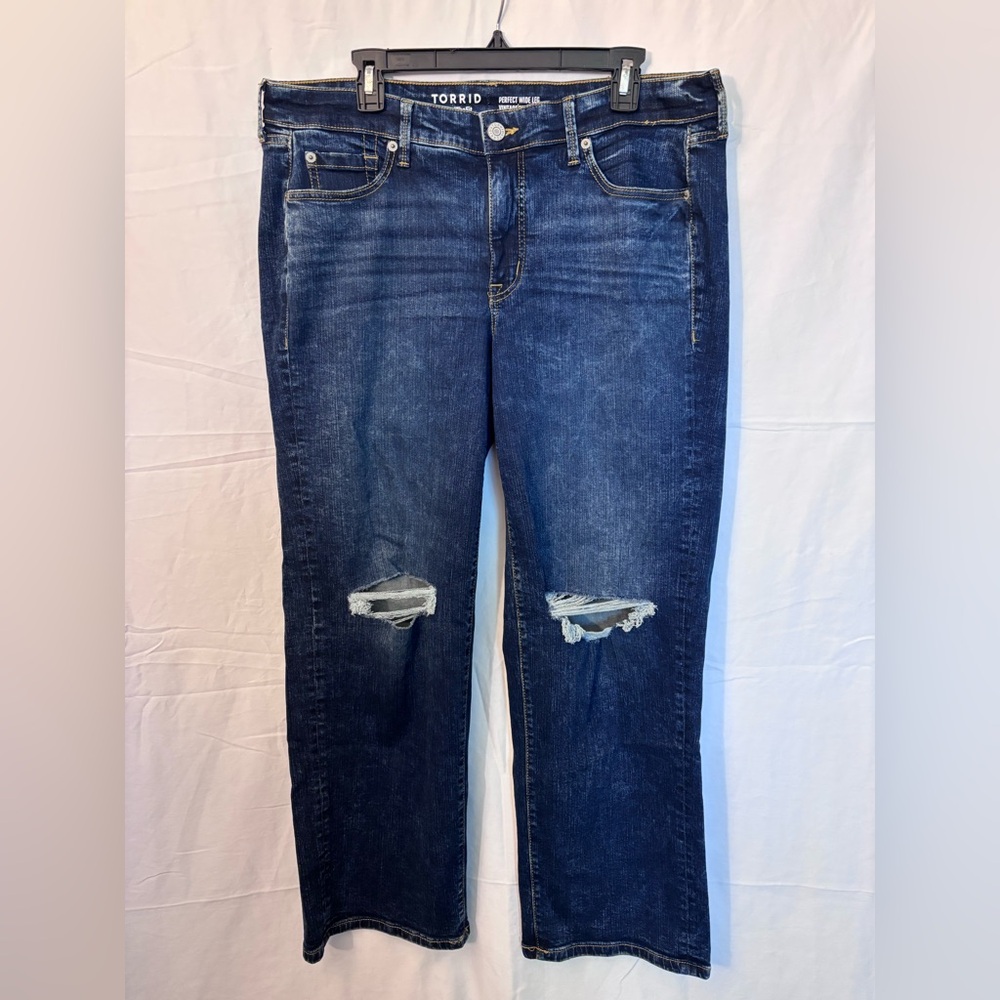 torrid Dark Wash Distressed Flare Jeans